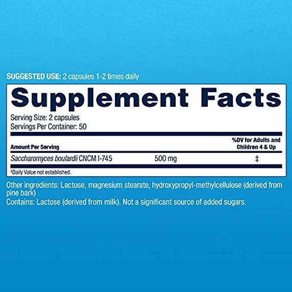 Florastor Daily Probiotic Supplement 250mg – 100 Capsules