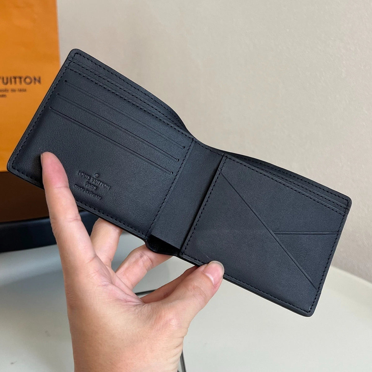 Luis Style Black Taurillon Leather Bifold Wallet for Men