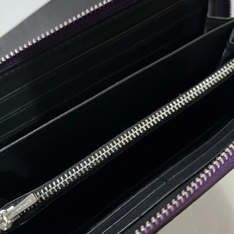 Coach C4452 Long Zip Wallet with Strap Purple Signature New